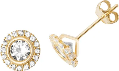 Produktbild von Wunderschöne 9 Karat (375) Gold Damen - Paar Ohrstecker mit Zirkonia - 7mm*7mm; TRS27124