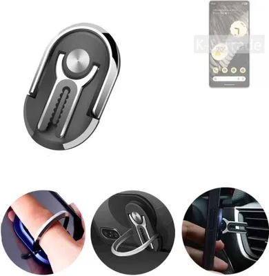 Produktbild von K-S-Trade 3in1 Smartphone-Ring Handy-Ring kompatibel mit Google Pixel 7 Pro Fingerhalterung  Handyring Tischständer Lüftungsgitter-Halterung Tisch