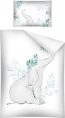 Produktbild von Bambus-Krippenbettwäsche Elefant 100/135, 40/60