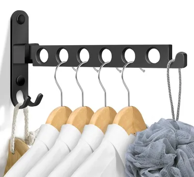 Produktbild von Wandhaken – Klappbar – Aluminium – Schwarz – Für Balkon, Badezimmer und Waschraum