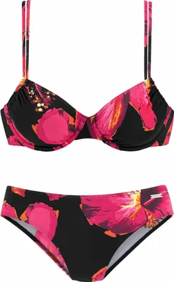 Produktbild von LASCANA Bügel-Bikini schwarz-bedruckt Größe 36 Cup D