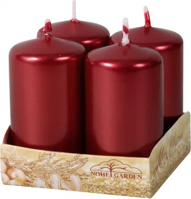 Image de Bougie de l'Avent Nohel Garden métallique brillant d4x8cm 4pcs