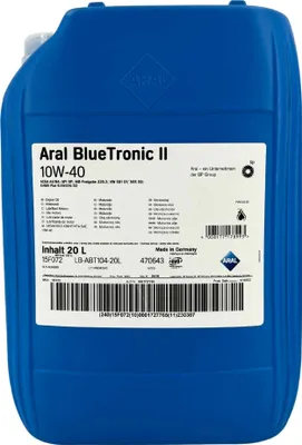 Produktbild von ARAL BlueTronic II für 10W-40 20 Liter Motoröl Motorenöl Teilsynthetisch 9.55535-D2 229.3 501 01 505 00 Öl