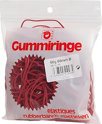 Produktbild von W. HECKMANN Gummiringe 50g, 60mm Ø rot