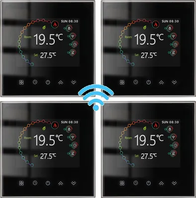 Zdjęcie produktu dla cyfrowy termostat LCD 4X WiFi, tygodniowy programowalny termostat pokojowy do ogrzewania wody 5A, sterowanie dotykowe/aplikacja mobilna/sterowanie głosowe ogrzewanie podłogowe kompatybilne z Alexa/Google Home, czarny