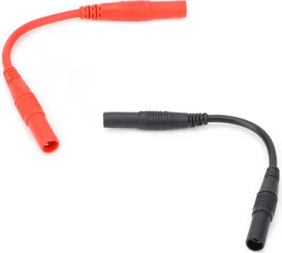 Image de Banana Plug Wire 1 Paire 10cm 4mm Injection Molding Dual Female Head Banana Plug Cable Wire Line(rot + schwarz)
