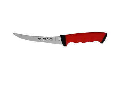 Zdjęcie produktu dla Nóż do trybowania 13 cm z zakrzywionym, elastycznym ostrzem, seria SoftGrip firmy WOLFCUT