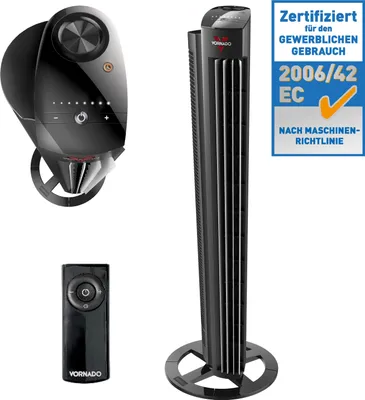 Produktbild von Vornado Tower L Turmventilator mit Fernbedienung - Timer Touch Display Schwarz 35 dB