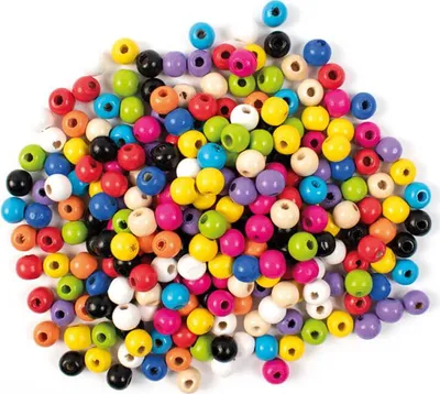Image de Playbox Perles en bois 200 pièces couleurs de base