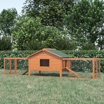 Produktbild von Kleintierstall Kleintierkäfig, 2 Freigehegen, 2 Rampen, Natur +, Tannenholz, 309 x 79 x 86 cm, Naturholz, mit einfacher Montage