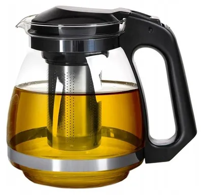Produktbild von Glas-Teekanne 1,5L mit Edelstahl-Teesieb, hitzebeständiger Wasserkrug für Tee & Kräuter