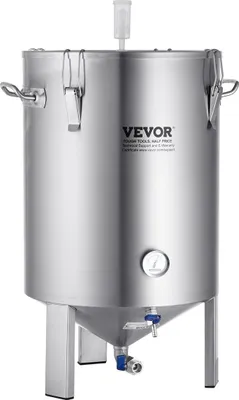 Image de Bouilloire en acier inoxydable 304, fermenteur à bière de 60 litres, fermenteur à seau pour brassage, fournitures pour brassage maison avec socle, bouilloire avec couvercle, poignée, valve, robinet et thermomètre