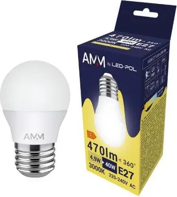 Produktbild von AMM LED Lampe für E27 Fassung, G45 Form, 4,9 Watt, Warmweiß