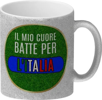 Produktbild von Il mio cuore batte per L'Italia Glitzer-Kaffeebecher Calcio regiert dein Leben?