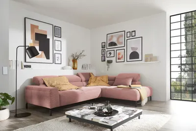 Produktbild von KAWOLA Sofa DELIA Ecksofa Feincord rosa Recamiere rechts
