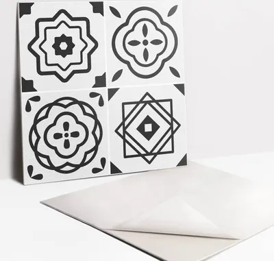 Obrázok produktu pre Samolepiace vinyleové dlaždice - Nálepky na Stenu - Podlahu - Sada 9 Kusov - 30x30 cm - Elegantní tvary