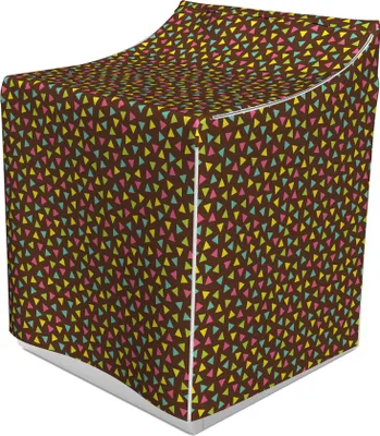 Produktbild von ABAKUHAUS Bunt Waschmaschienen und Trockner Bezug, Minimalist Triangles, Dekorativer Bezug aus Stoff, 70x75x100 cm, Brown und Mehrfarbig