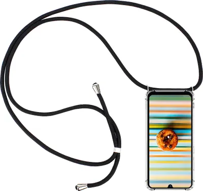Produktbild von CLM-Tech Handykette kompatibel mit Samsung Galaxy Z Flip3 5G - Hülle mit Kordel zum Umhängen - Silikon Schutzhülle transparent mit Band Schnur, schwarz