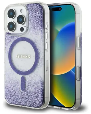 Image de GUESS étui compatible IPHONE 16 Pro avec MagSafe GUHMP16LRGRGEU (Resin Bottom Glitter) pourpre