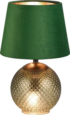 Produktbild von Tischlampe - H 28 cm - Grün - Goldgelb - Glas - Samt