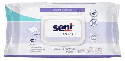 Image de Seni Care Wet Wipes - 1 paquet de 80 lingettes