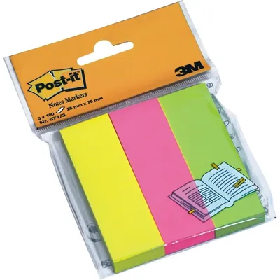 Produktbild von 3M 671-3, Rechteck, Grün, Pink, Gelb, CE, 25 mm, 76 mm, 100 Blätter