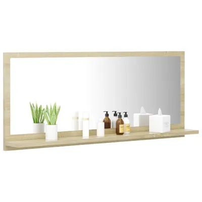 Produktbild von "Winterschlussverkauf "Badspiegel Modernes Design - Wandspiegel/Hängeschrank - Sonoma-Eiche 90x10,5x37 cm Holzwerkstoff NeuMöbel 8269953