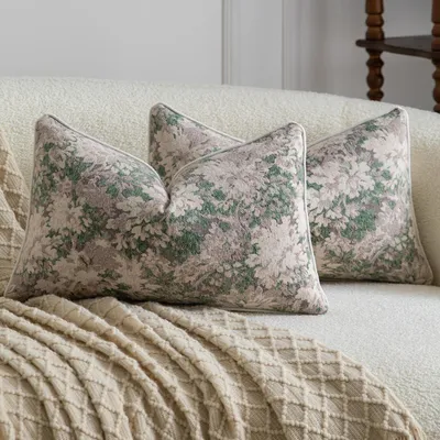 Produktbild von 2er Set Kissenbezüge 30x50 cm Rosé Salbei Jacquard Chenille mit Reißverschluss