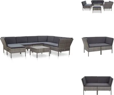 Produktbild von vidaXL 8-tlg. Garten-Lounge-Set mit Auflagen Poly Rattan Grau -  Gartenmöbel-Sets