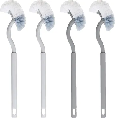 Produktbild von 4 Stück gebogene Toilettenbürsten, doppelseitige Reinigungs-Toilettenbürste, Toilettenbürsten mit längerem Griff, Dekontaminationsreinigung, untere Toilettenbürste
