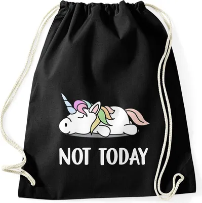Produktbild von Lustiges Faulenzer Turnbeutel Not Today Chillen Fun-Shirt Moonworks® Einhorn schwarz unisize