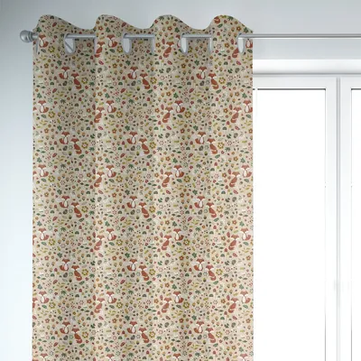 Produktbild von Vorhang Woodland Füchse natur 245cm o. Wunschlänge von SCHÖNER LEBEN. Aufhängung Ösen