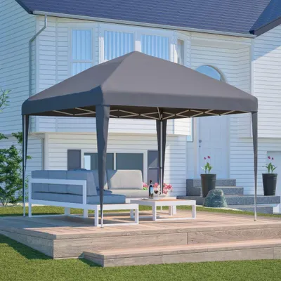 Produktbild von Faltpavillon 3x3m Pop Up Gartenpavillon höhenverstellbar mit 4 Sandsäcken und Tragetasche Schwarz