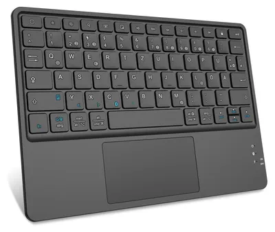 Produktbild von FINTIE Kabellose Bluetooth Tastatur mit Touchpad, Tablet Tastatur Deutsch Layout für iPad, Samsung Tablets, iPhone, Smartphone, iOS, Android-Tablets, Schwarz