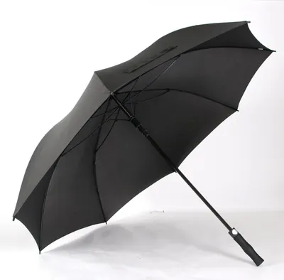 Obrázok produktu pre Sklolaminátový dáždnik 130 cm, gumová rukoväť, poťah z ponže 190T v čiernej farbe