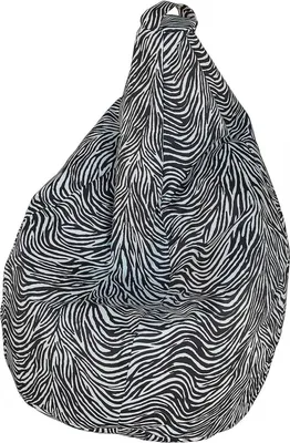 Produktbild von Sitzsack mit Zebra-Muster, schwarz-weiß, Maße 80 x 120 x 80 cm