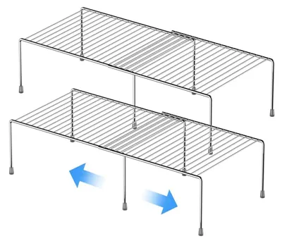 Productafbeelding van Keukenrekorganizer, verstelbaar, van metaaldraad, kruidenrek, vriezerrek, set van 2, chroom