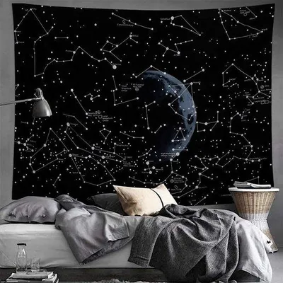 Imagen del producto de Unyqoos® Tapiz de pared "Galaxia" – gran tapiz colgante con motivos espaciales, ideal como decoración para dormitorios