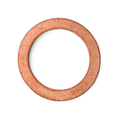 A single copper washer is shown against a white background.