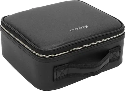 Produktbild von Schminktasche mit LED-Spiegel - Schminkkoffer - 76 LEDs - 3 Farbtemperaturen 3200K/4800K/7300K - 2000 mAh Akku - 7 verstellbare Fächer - Kunstleder - Schwarz