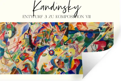 Produktbild von MuchoWow® Wandtattoo Wandsticker Wandaufkleber Malerei - Wassily Kandinsky - Abstrakt 120x80 cm Selbstklebend und Repositionierbar - Selbstklebend - Fototapeten