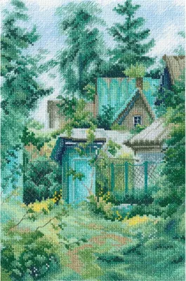 Image de RTO Kit de point de croix "Vieille maison de campagne", modèle à compter, 19x29cm
