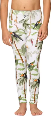 Image de Leggings longs en coton pour fille Merry Style MS10-337 (Blanc/Palmiers/Toucans, 110)