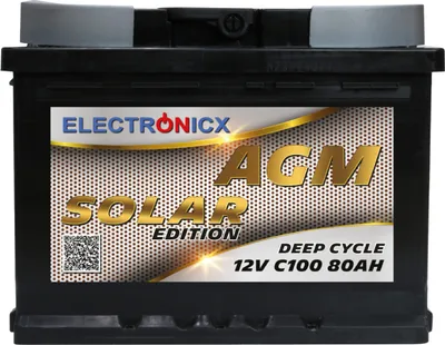 Obrázok produktu pre Elektronická solárna batéria AGM 80 Ah – 12 V solárna batéria pre fotovoltaiku, kempovanie a záhradné domčeky