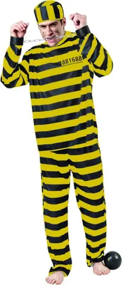 Produktbild von Gefangenen Kostüm für Erwachsene Sträfling gelb-schwarz M / L