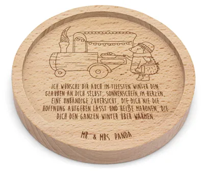 Produktbild von Mr. & Mrs. Panda Holzuntersetzer Igel Maronen - Transparent - Geschenk, gläseruntersetzer, Duft, Bierdeckel, Glas-Untersetzer, Tassenuntersetzer, Weihnachten, Kastanien