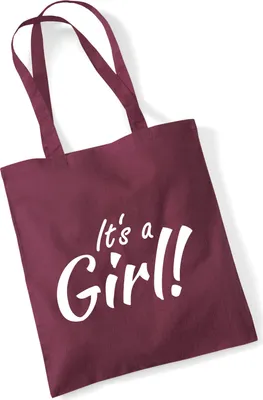 Produktbild von Huuraa Jutebeutel It`s a Girl! Schriftzug 10 Liter Burgundy Baumwolle Tasche Geschenkidee
