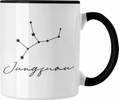 Produktbild von Trendation - Jungfrau Sternzeichen Tasse Geschenk Horoskop Tierkreiszeichen (Schwarz)