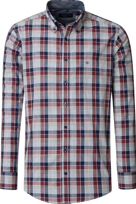 Produktbild von CASAMODA Herren Freizeithemd Langarm Button-Down Casual Rot kariert 3XL