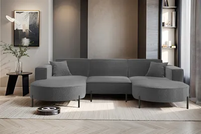 Produktbild von Wohnlandschaft U-Form Sofa VALENCIA in Stoff Quelle Dunkelgrau